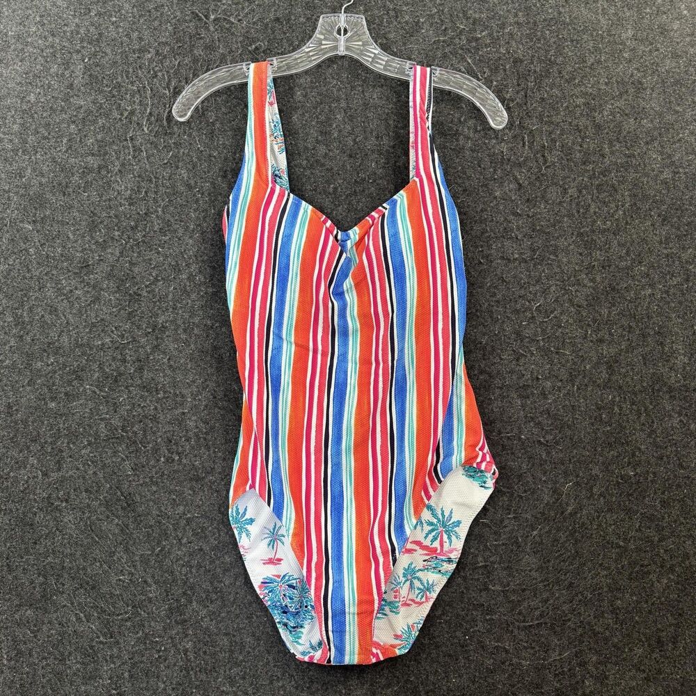 Tommy Bahama Island Cays Oasis One Piece Swimsuit Women's 12 Striped Reversible